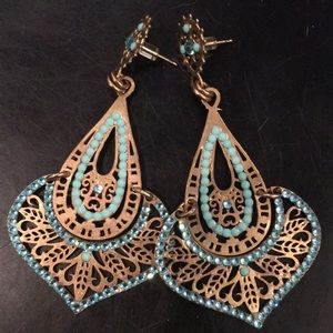 Real Gold and blue earrings